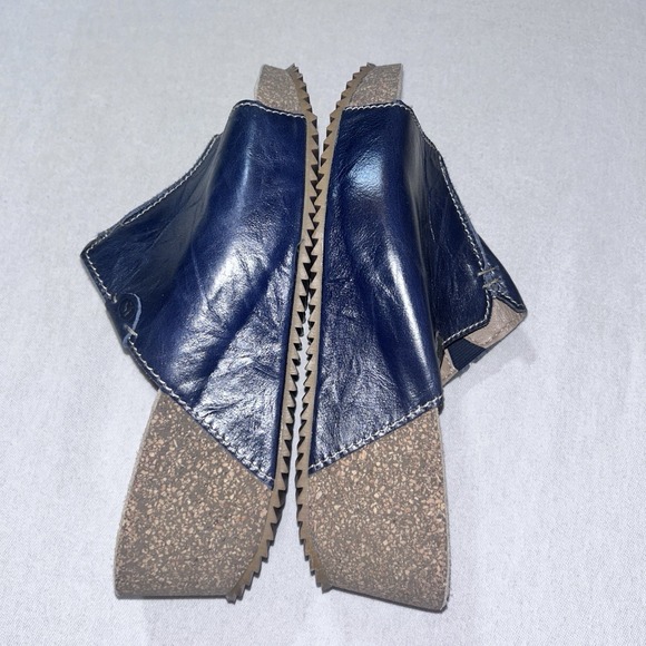 Josef Seibel Meike Navy Leather Slides Mid Wedge Sandals EUR 37 US 6.5 - Picture 6 of 11